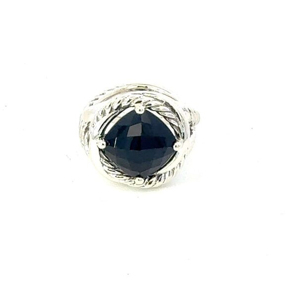 David Yurman Onyx Infinity Ring Size 7, 11 mm Sterling Silver Estate DY680 - Picture 1 of 6